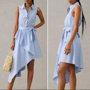 Anthropologie Maeve Asymmetrical Sleeveless Shirt Button Down Wrap Dress- Size 4